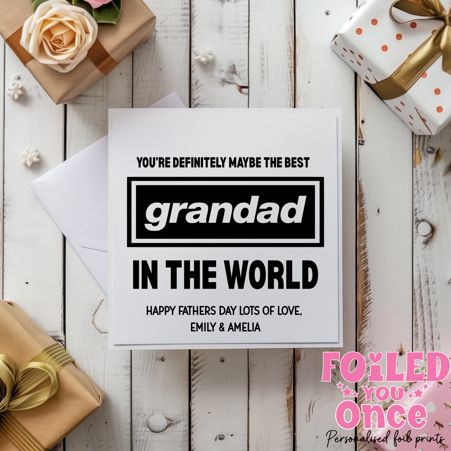 Oasis Inspired Funny Father’s Day Card – 6x6 Personalised Daddy Card