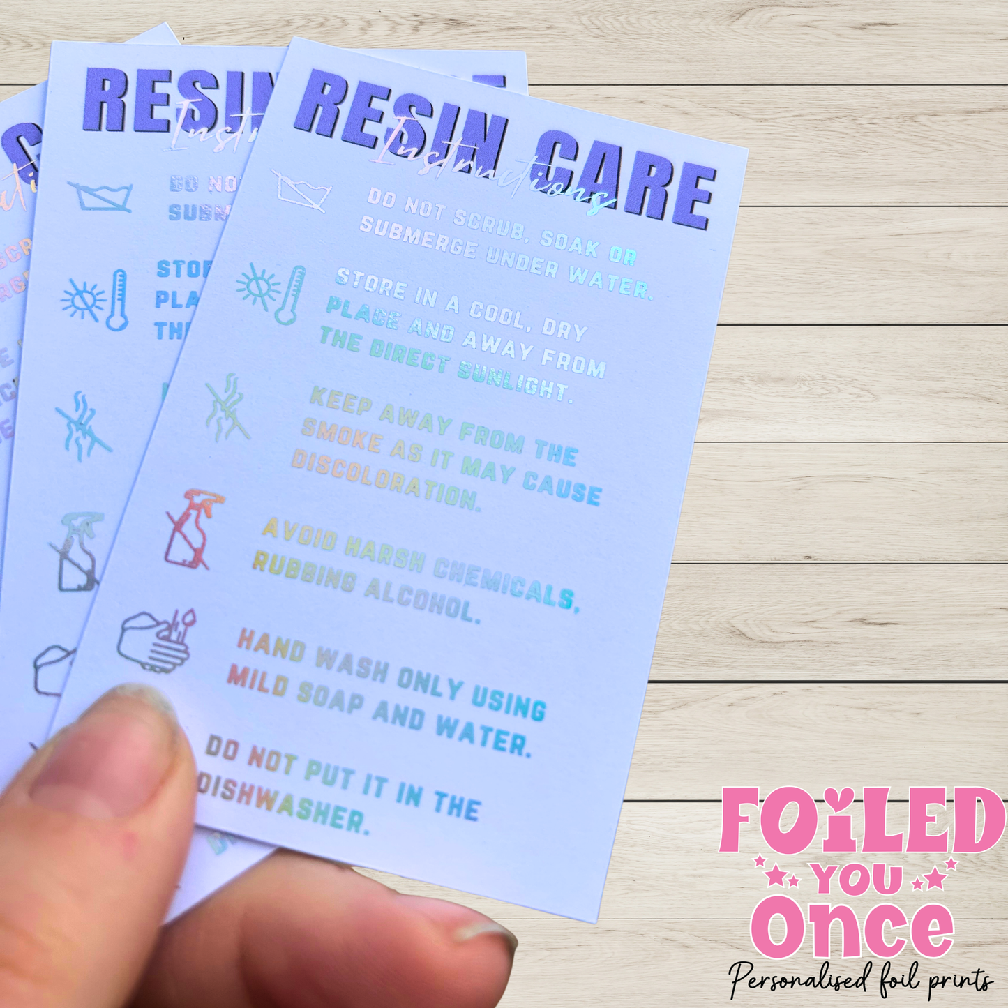 Foiled Resin Care Cards