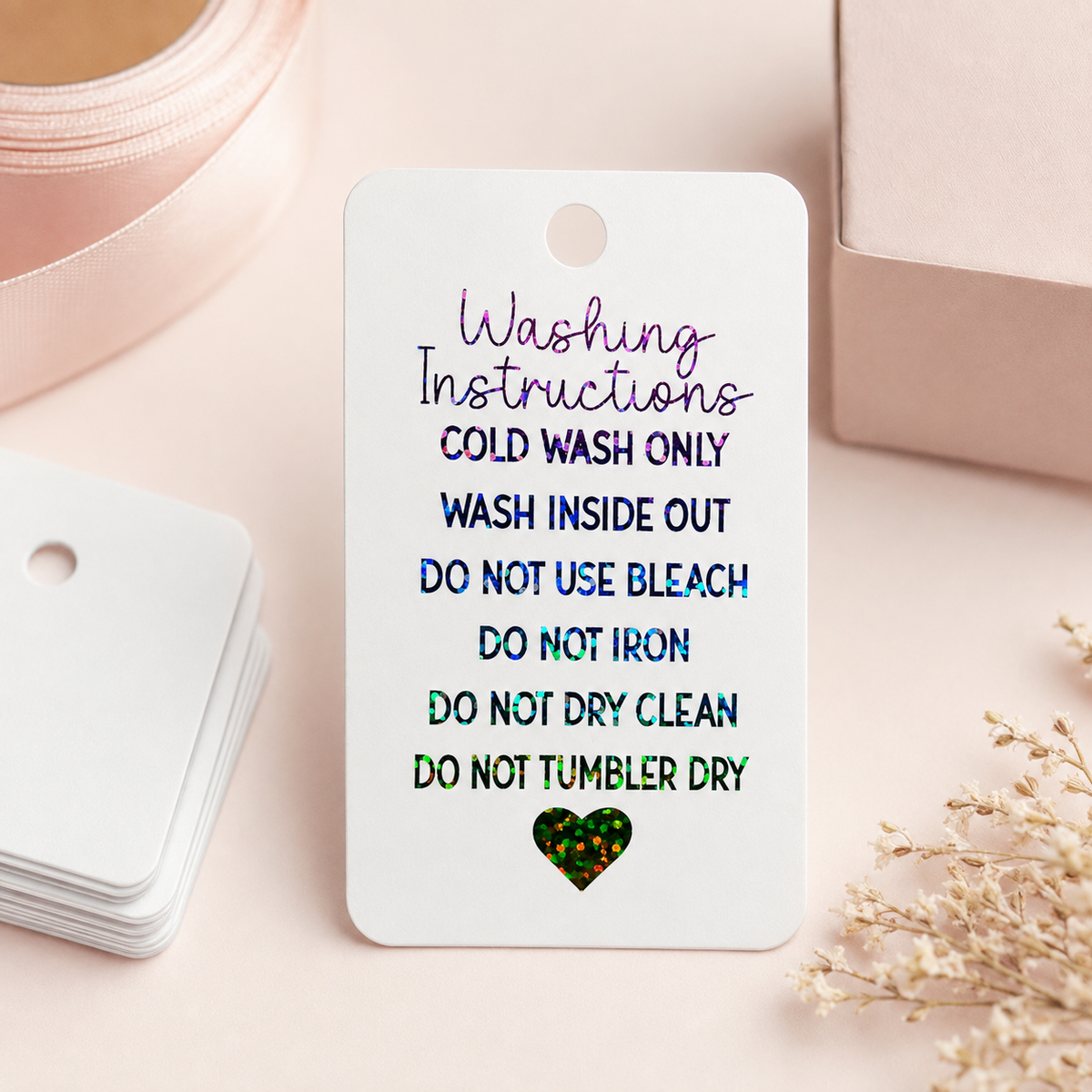 Foiled Washing Instruction Tags