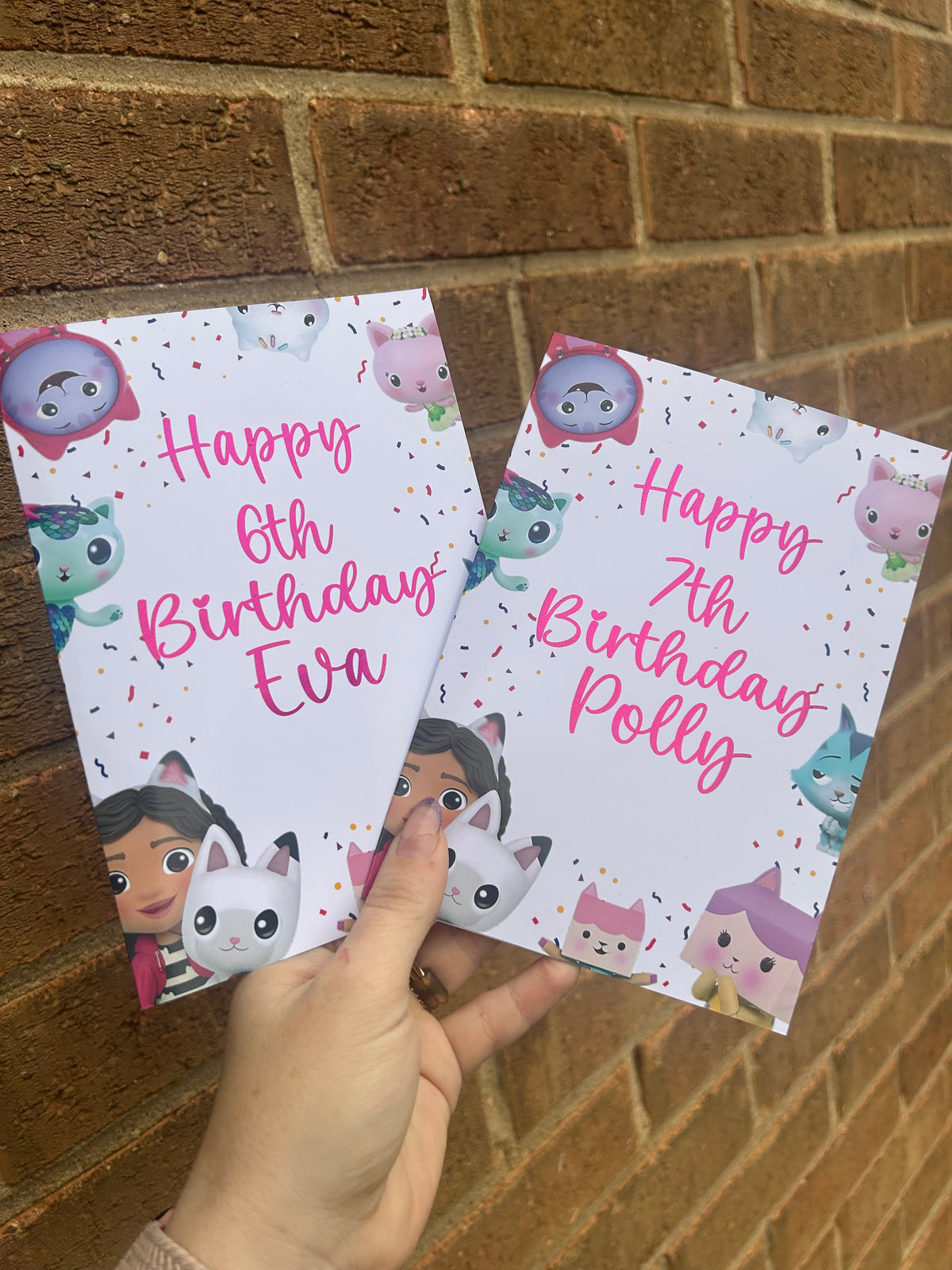 Gabbys Dollhouse Birthday Card 5x7 – Pink Glitter Foil Finish | Cute Designer Greeting Card | Handmade Kawaii Birthday Card