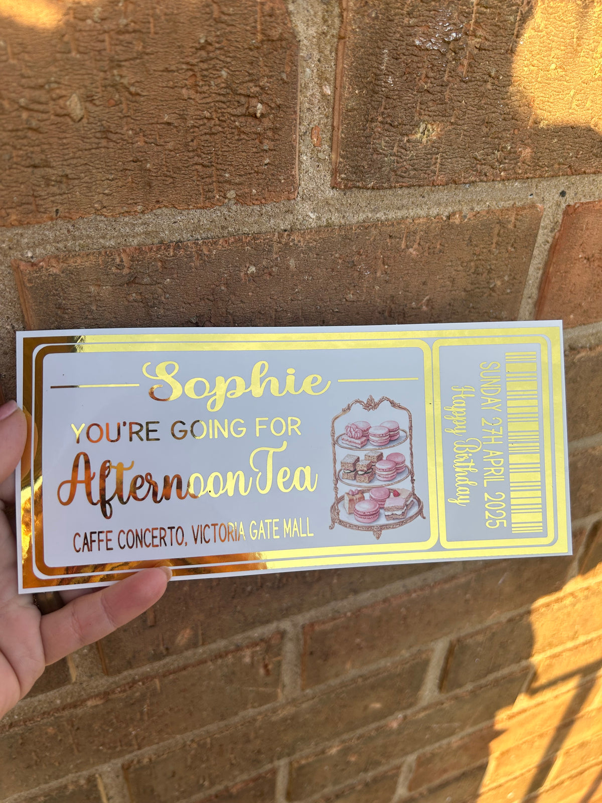 Afternoon Tea foiled ticket