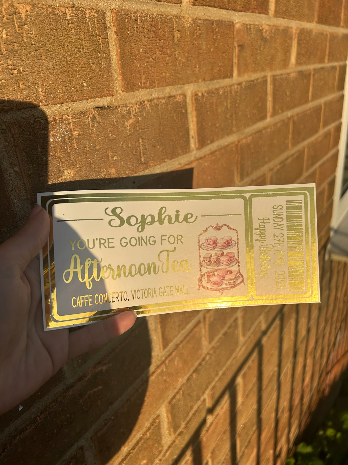 Afternoon Tea foiled ticket