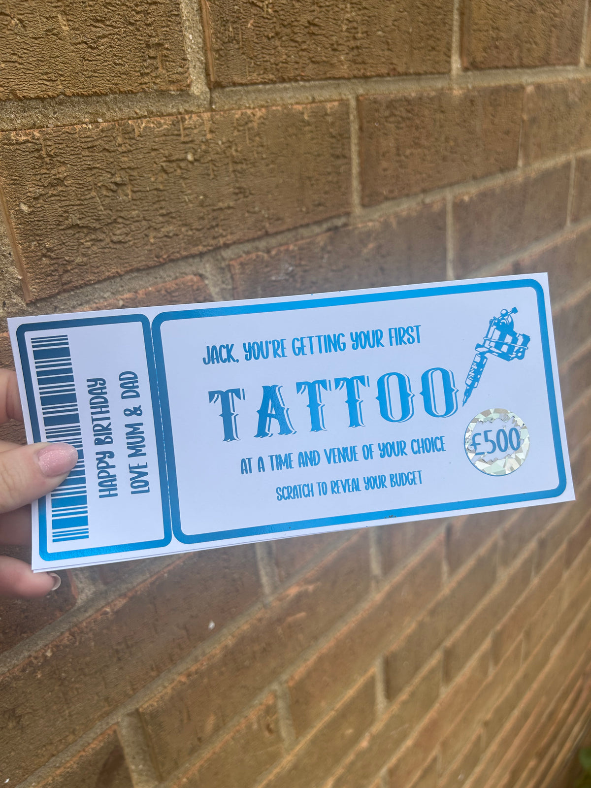 Tattoo reveal foiled ticket