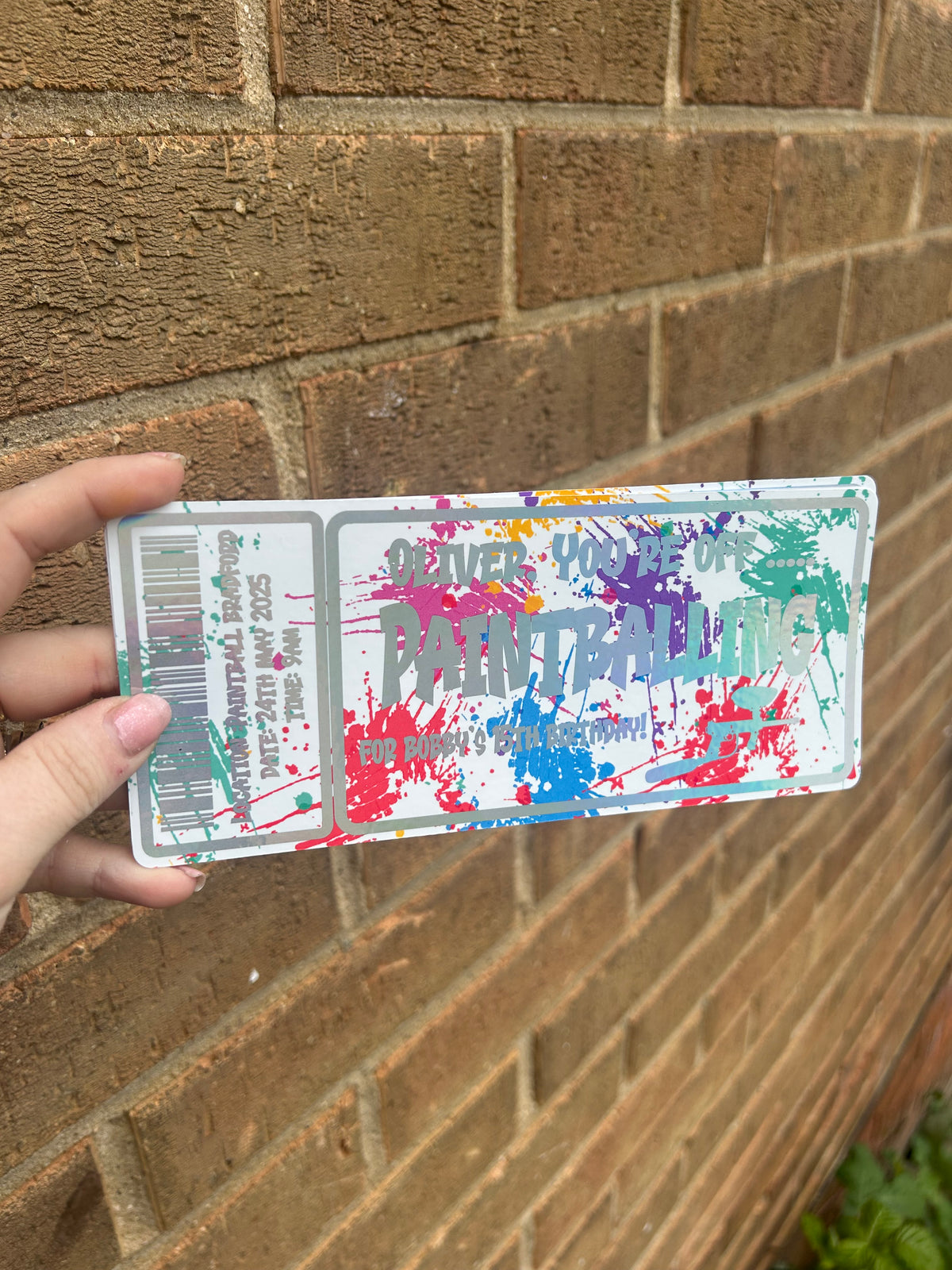 Paintballing foiled ticket