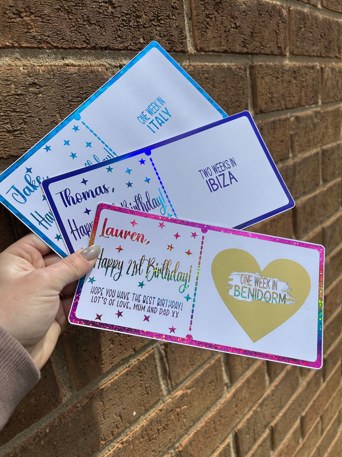 Big foil reveal holiday tickets