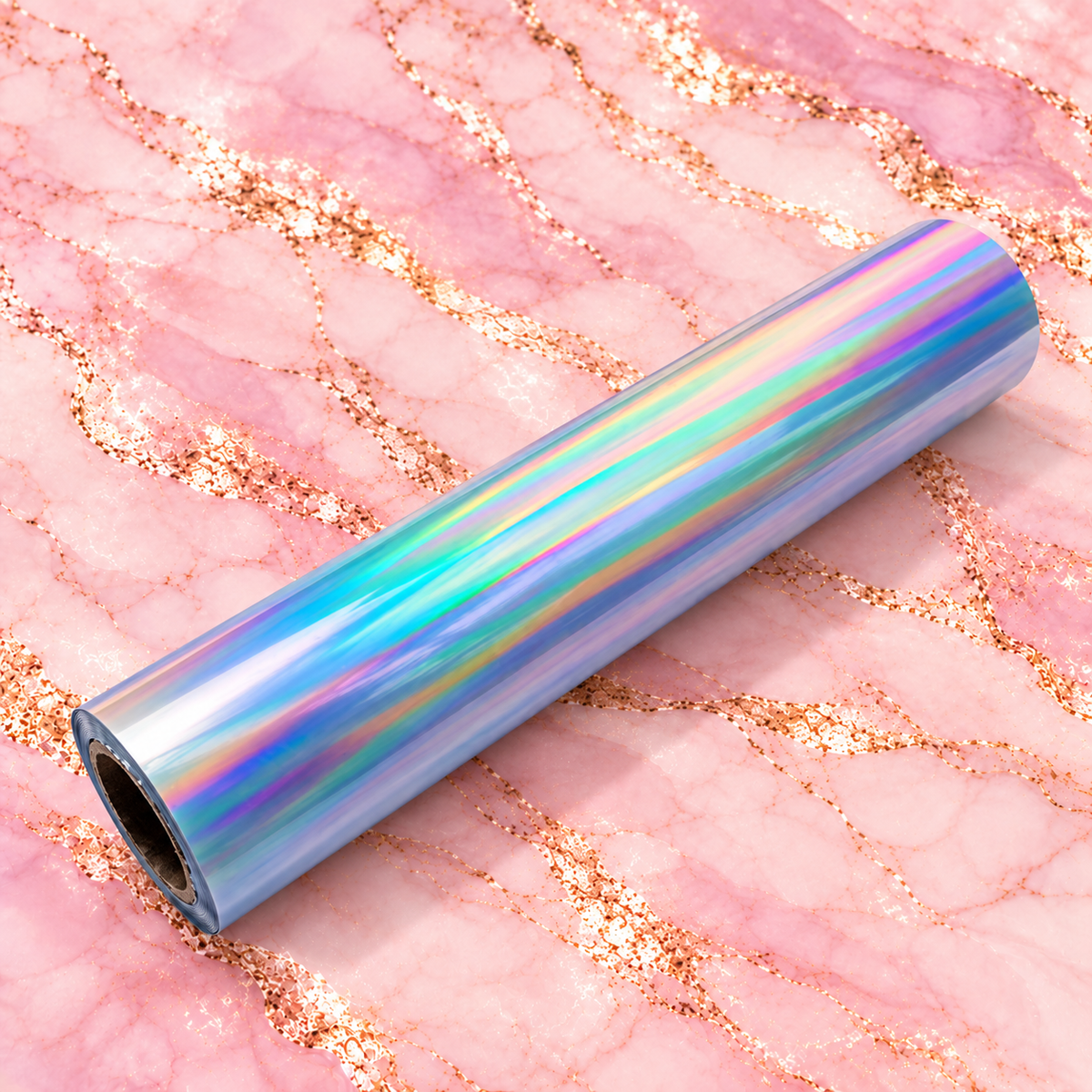 Glass Slipper silver holographic toner reactive foil roll on blush pink marble