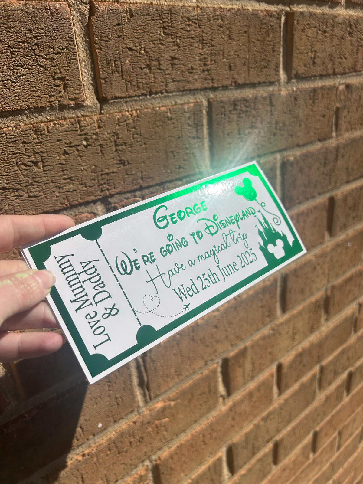 We’re Going To holiday destination - foil ticket- fully personalised