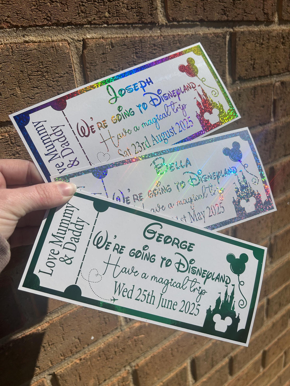 We’re Going To holiday destination - foil ticket- fully personalised