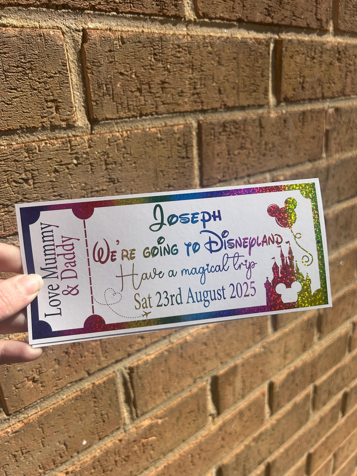 We’re Going To holiday destination - foil ticket- fully personalised
