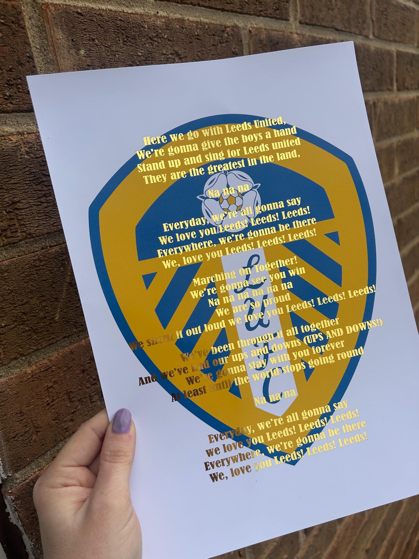 A4 LU football team Wall Art / Decor A4 Print with gold foil