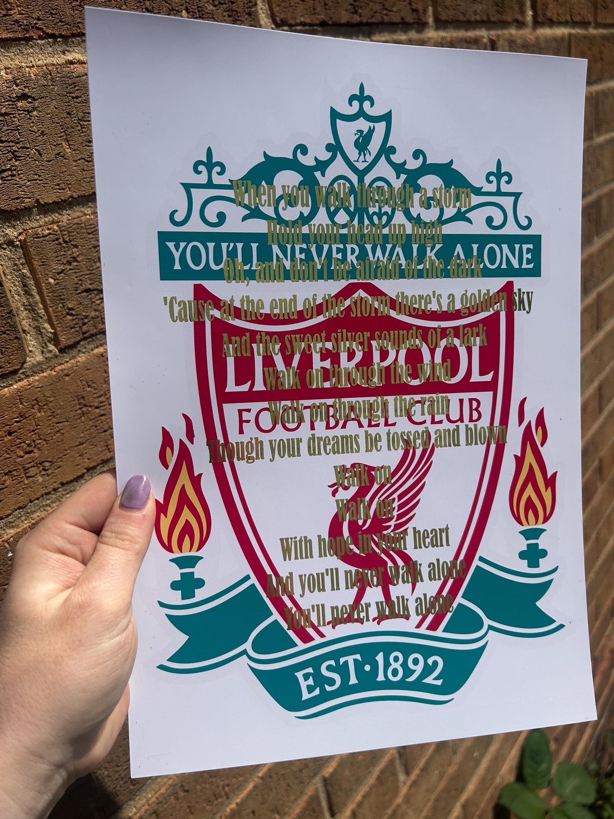 A4 LFC football team Wall Art / Decor A4 Print with gold foil