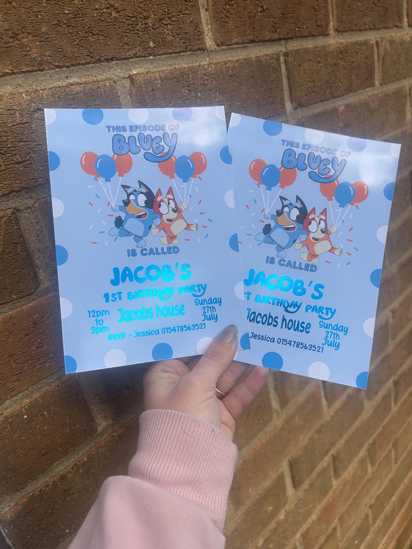 Personalised Blue Dog Birthday Invitations | A5 Kids Party Invites UK