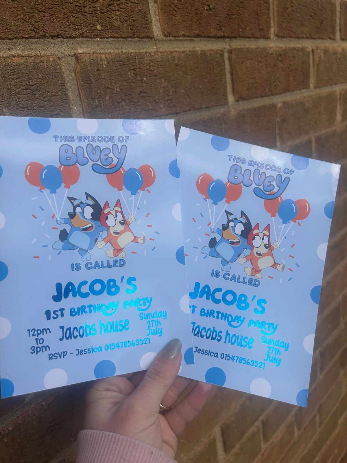 Personalised Blue Dog Birthday Invitations | A5 Kids Party Invites UK