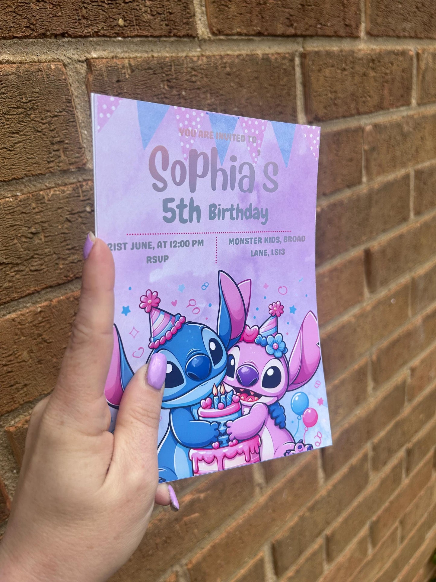 Personalised blue alien and Angel birthday invites a5 size