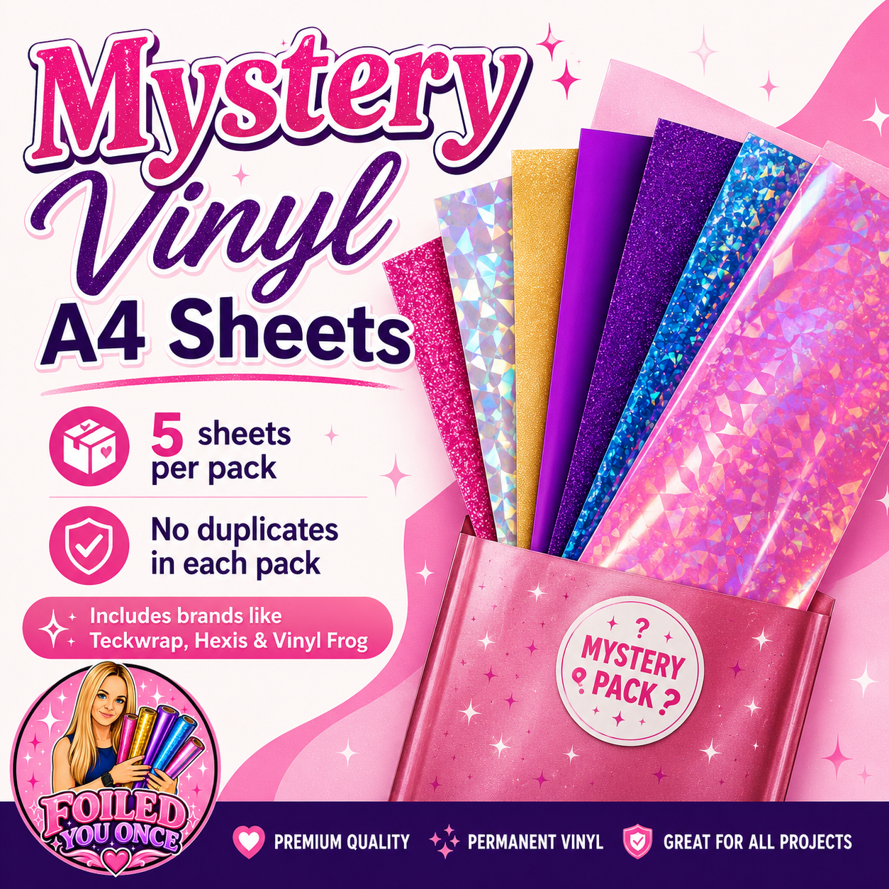 Mystery Permanent Vinyl Pack – 5 Sheets