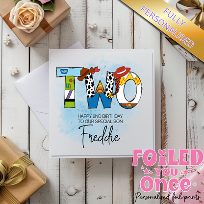 Personalised Toy Story Inspired Birthday Card – 6x6 Custom Name Card