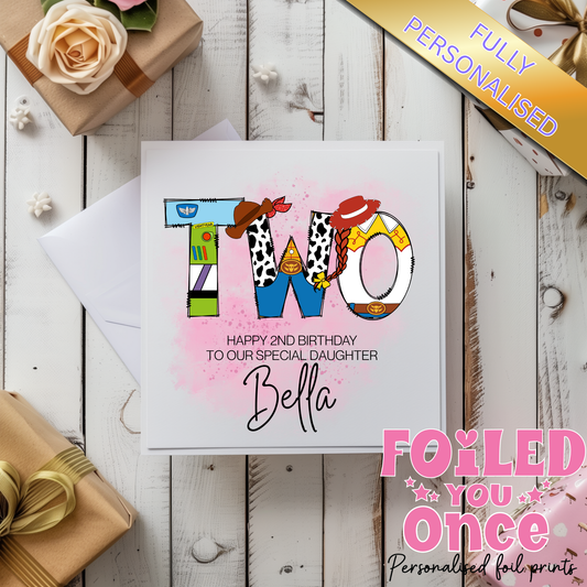 Personalised Toy Story Inspired Birthday Card – 6x6 Custom Name Card