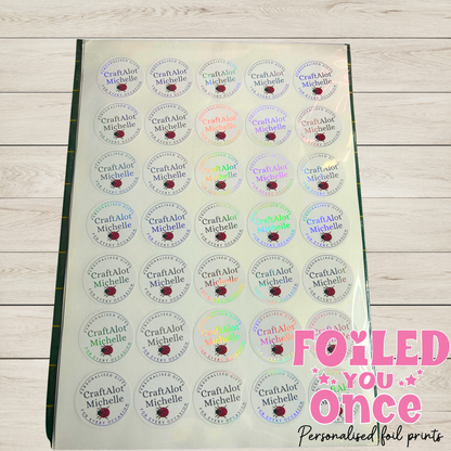 Personalised Foiled Logo Stickers (37mm) — Custom Business Branding Labels