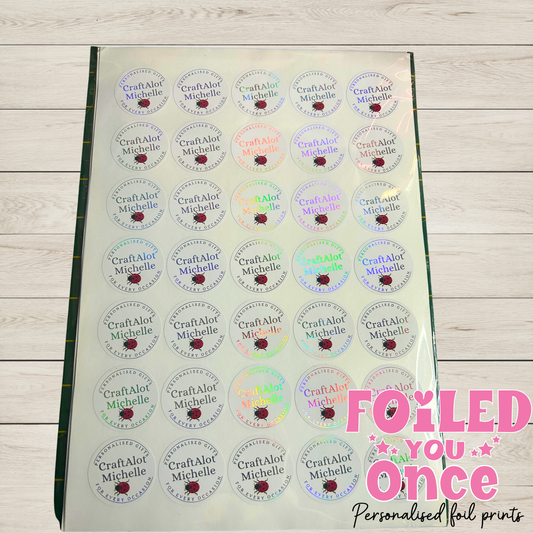 Personalised Foiled Logo Stickers (37mm) — Custom Business Branding Labels