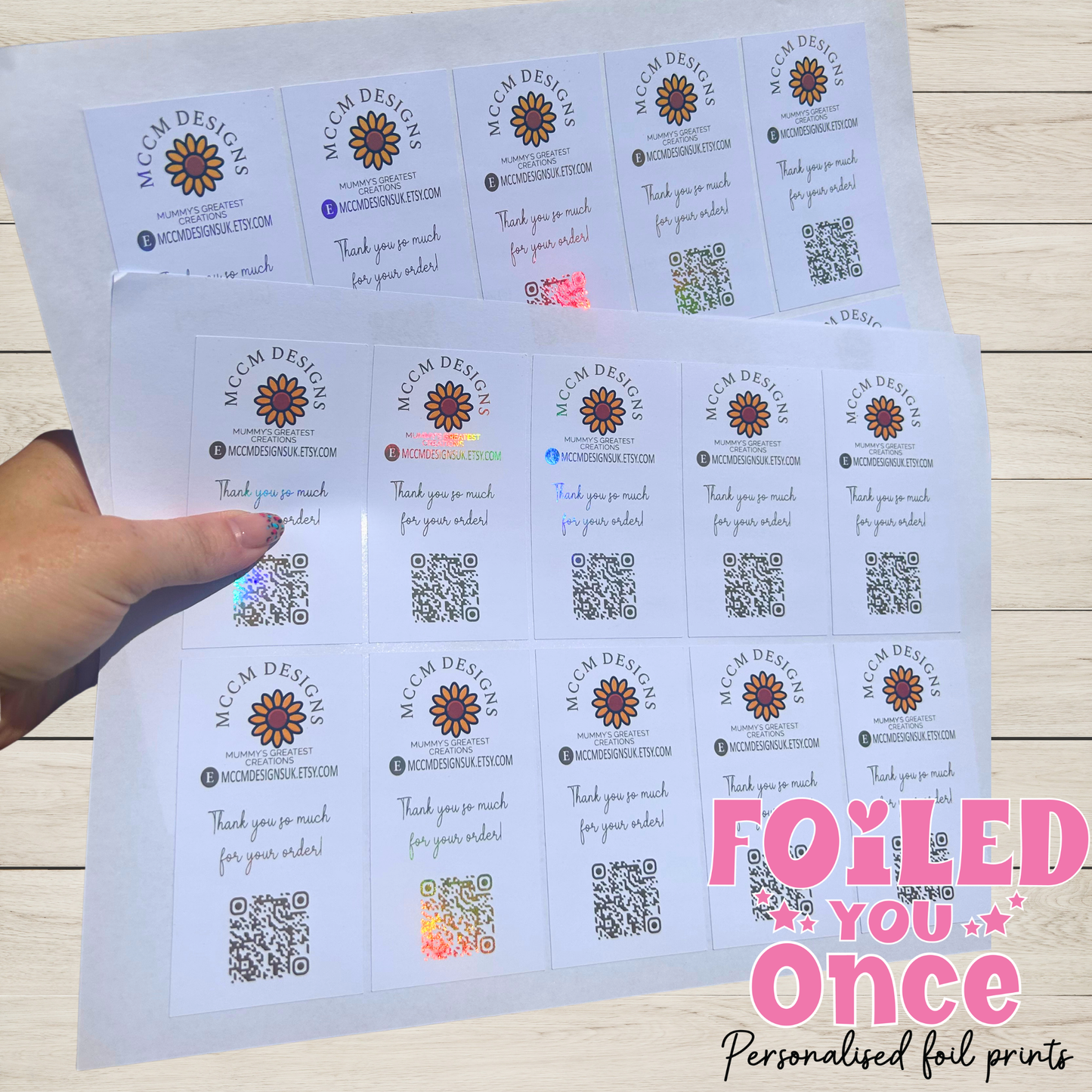 Foiled “Thank You for Your Order” Box Band Stickers | Holographic Foil Shipping Seals for Small Business Packaging
