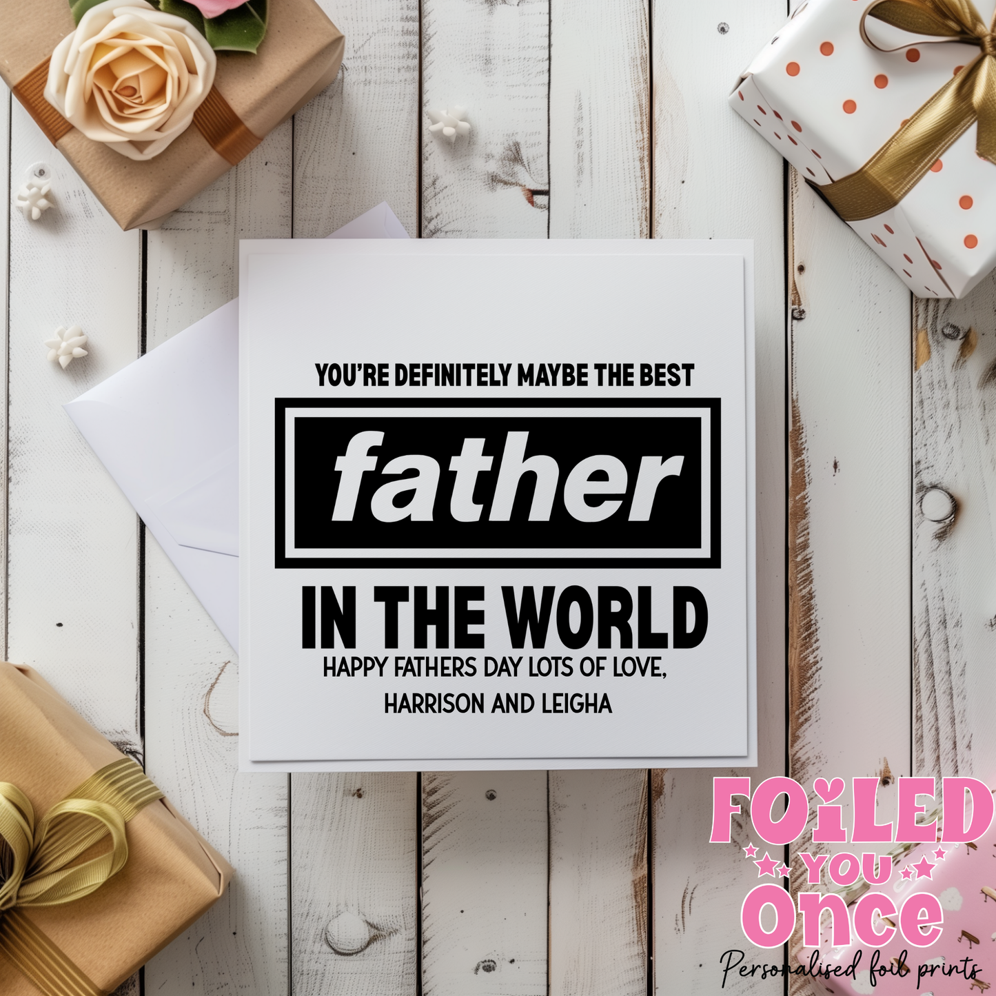 Oasis Inspired Funny Father’s Day Card – 6x6 Personalised Daddy Card