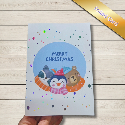 holographic christmas card Lights holographic foil Christmas Greeting Card Holographic Foil
