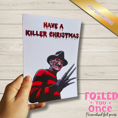 “Have a Killer Christmas” Horror Christmas Card — Red Glitter Foil (5x7")