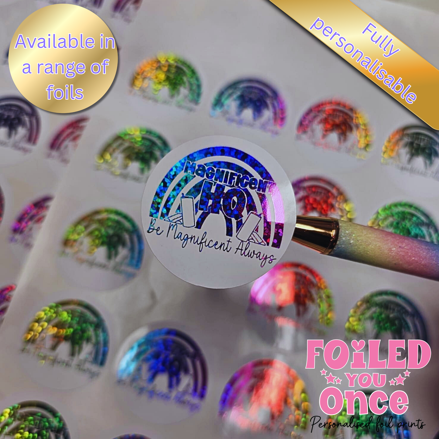 Personalised Foiled Logo Stickers (37mm) — Custom Business Branding Labels