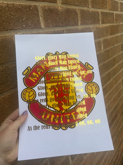 MU football A4 Wall Art Print with gold foil