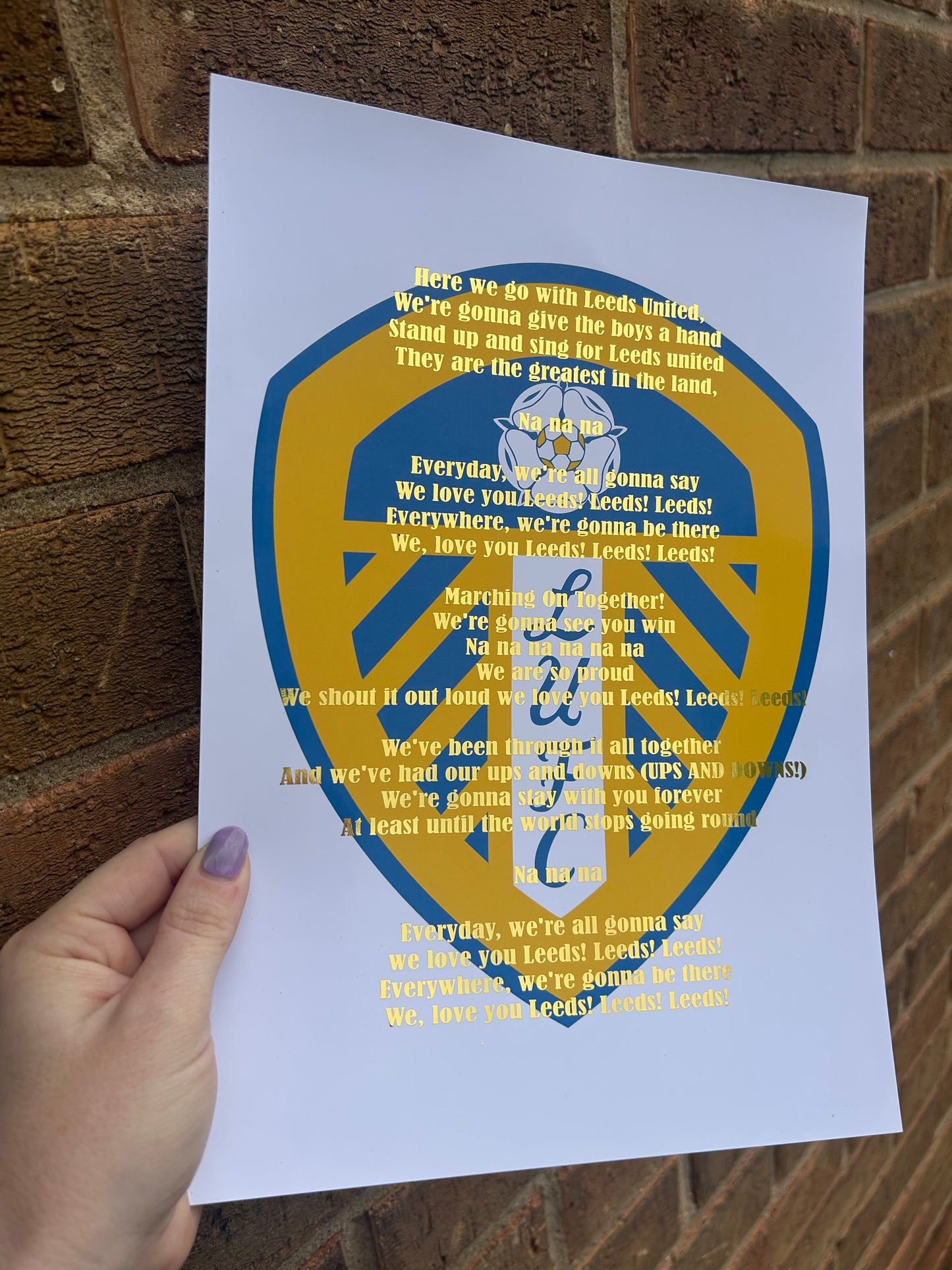 LU football A4 Wall Art Print with gold foil