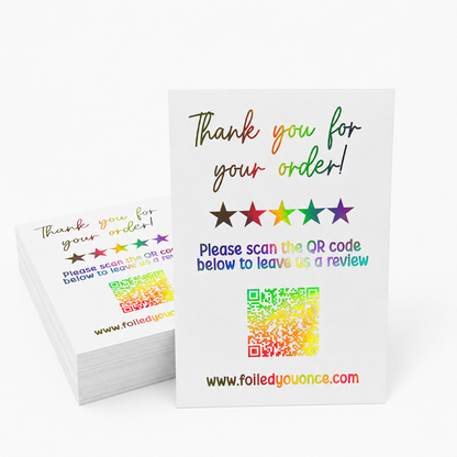 Personalised Foiled Review QR Code Cards | Small Business Thank You Cards | Custom QR Review Cards