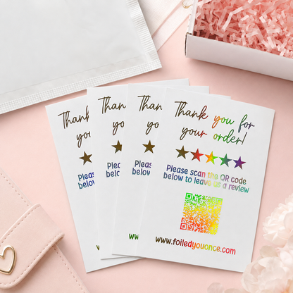 Personalised Foiled Review QR Code Cards | Small Business Thank You Cards | Custom QR Review Cards