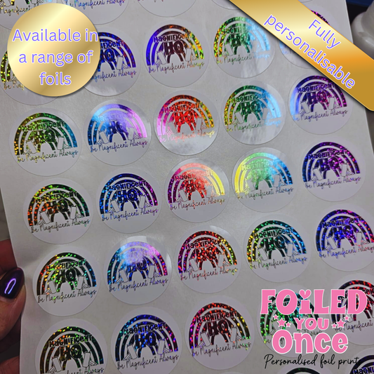 Personalised Foiled Logo Stickers (37mm or 45mm) — Custom Business Branding Labels