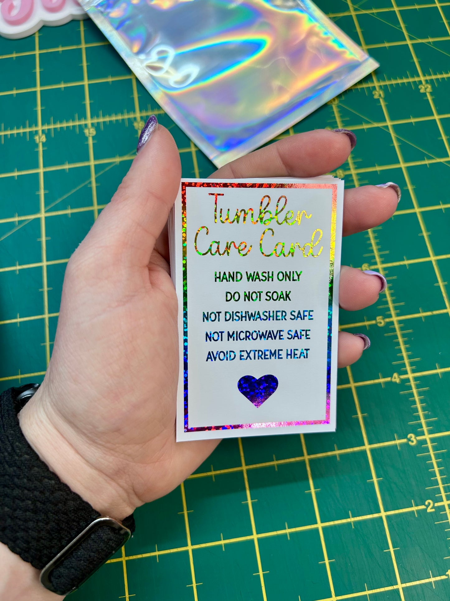 Foiled Tumbler Care Cards