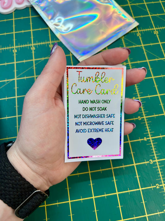 Foiled Tumbler Care Cards