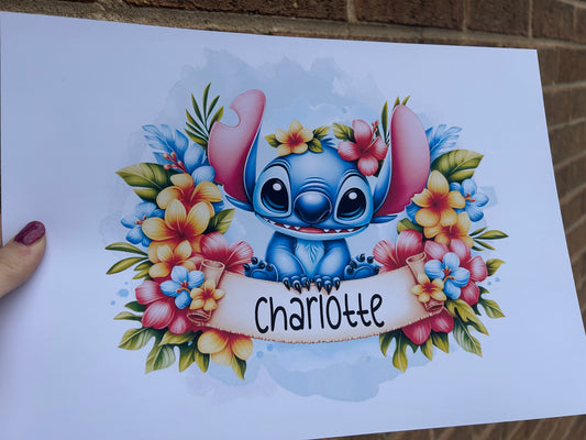 Personalised stitch wall art a4