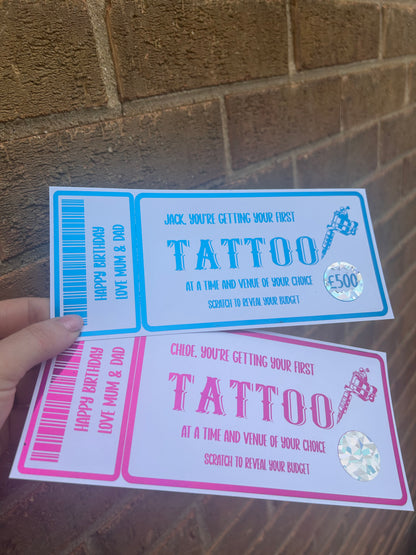 Tattoo reveal foiled ticket