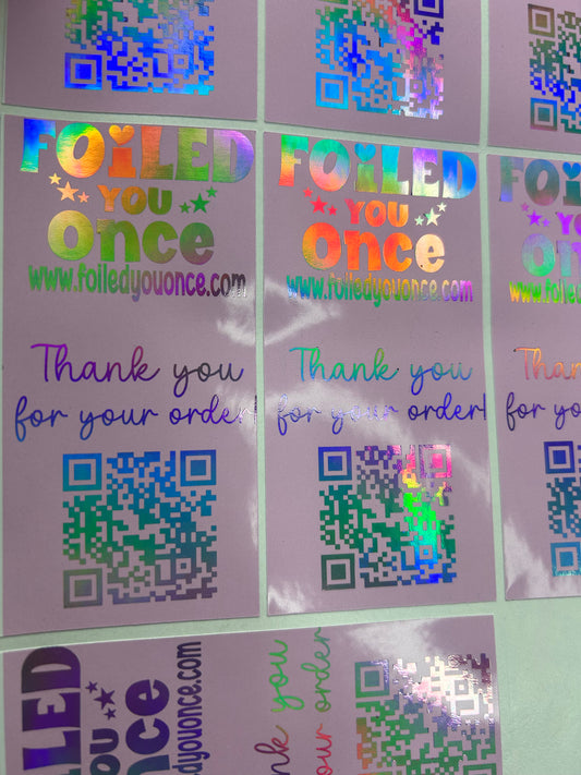 Foiled “Thank You for Your Order” Box Band Stickers | Holographic Foil Shipping Seals for Small Business Packaging