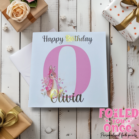 Peter Rabbit Birthday Card pink