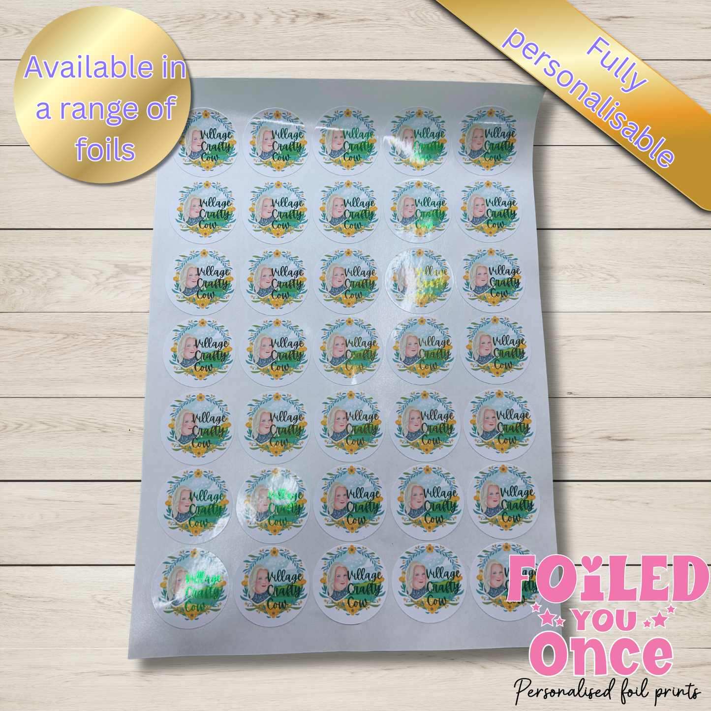 Personalised Foiled Logo Stickers (37mm) — Custom Business Branding Labels