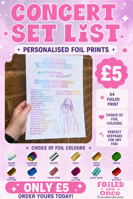 Personalised Concert Set List Foil Print