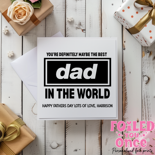 Oasis Inspired Funny Father’s Day Card – 6x6 Personalised Daddy Card