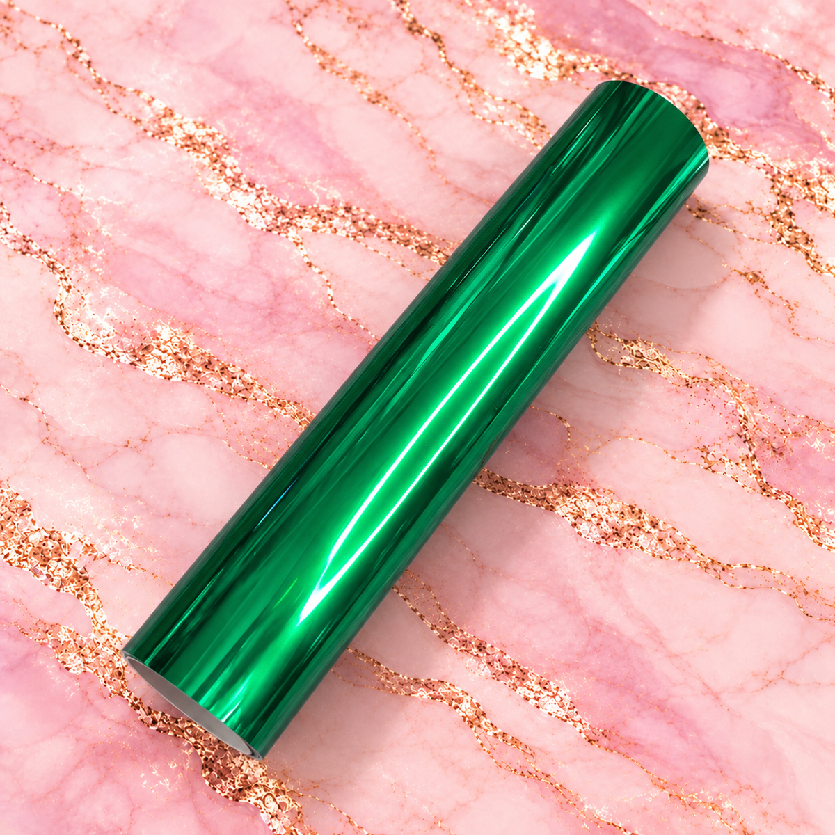 Frog Prince metallic green toner reactive foil roll on pink marble