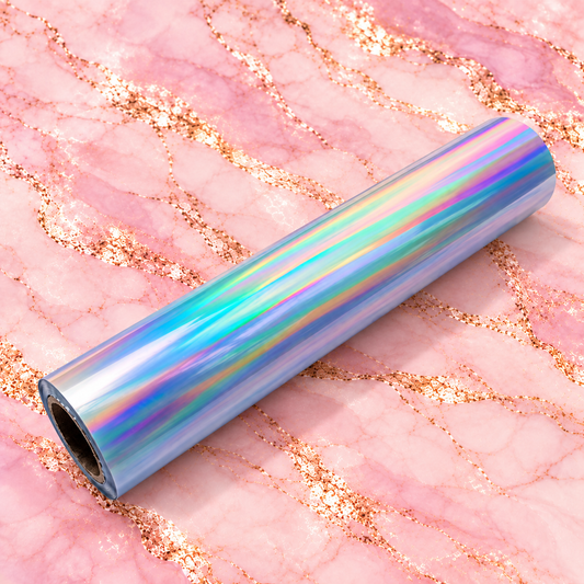 Glass Slipper silver holographic toner reactive foil roll on blush pink marble