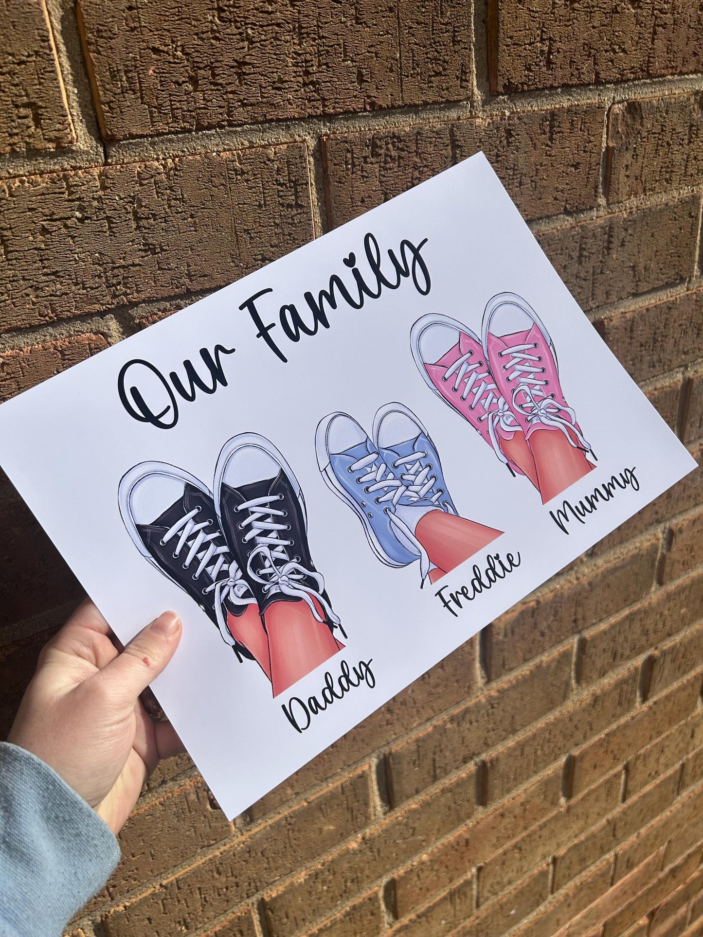 Personalized Family Shoe Print: Custom Wall Art, A4 Decor