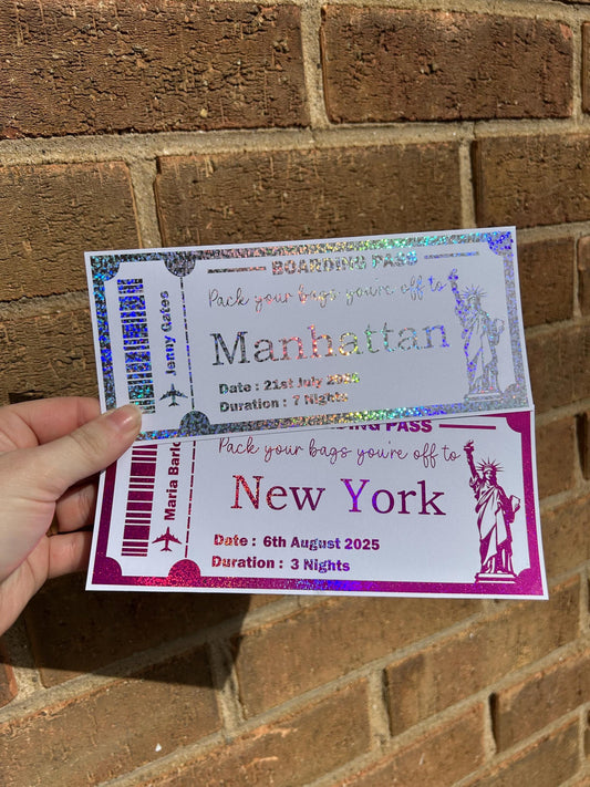 Foiled boarding passes/ holiday momento / fake ticket