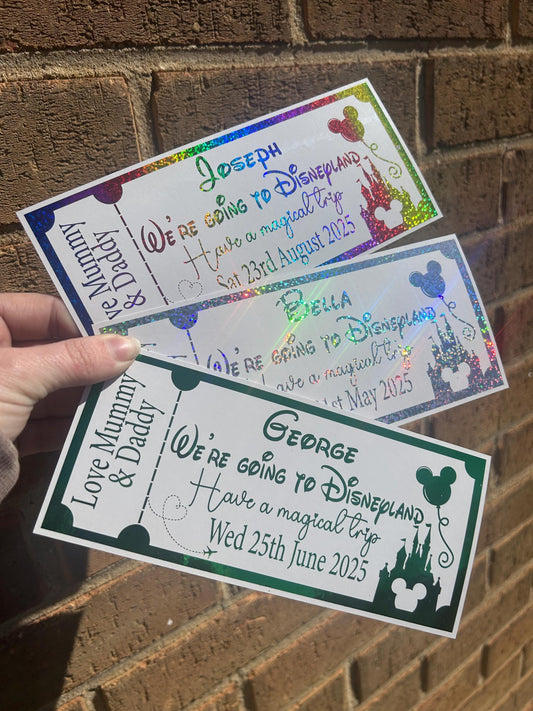 We’re Going To holiday destination - foil ticket- fully personalised