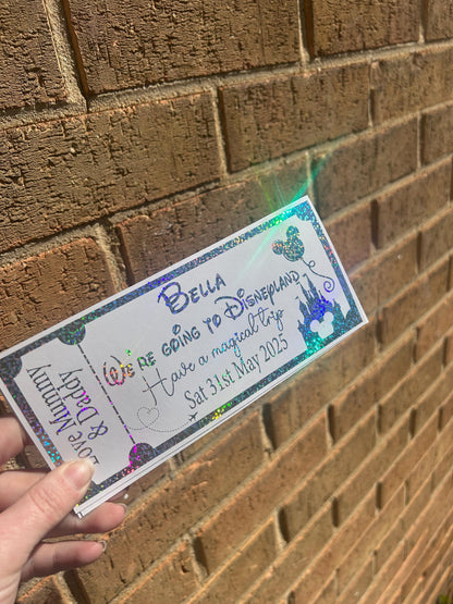We’re Going To holiday destination - foil ticket- fully personalised