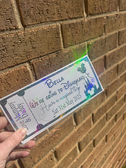 We’re Going To holiday destination - foil ticket- fully personalised