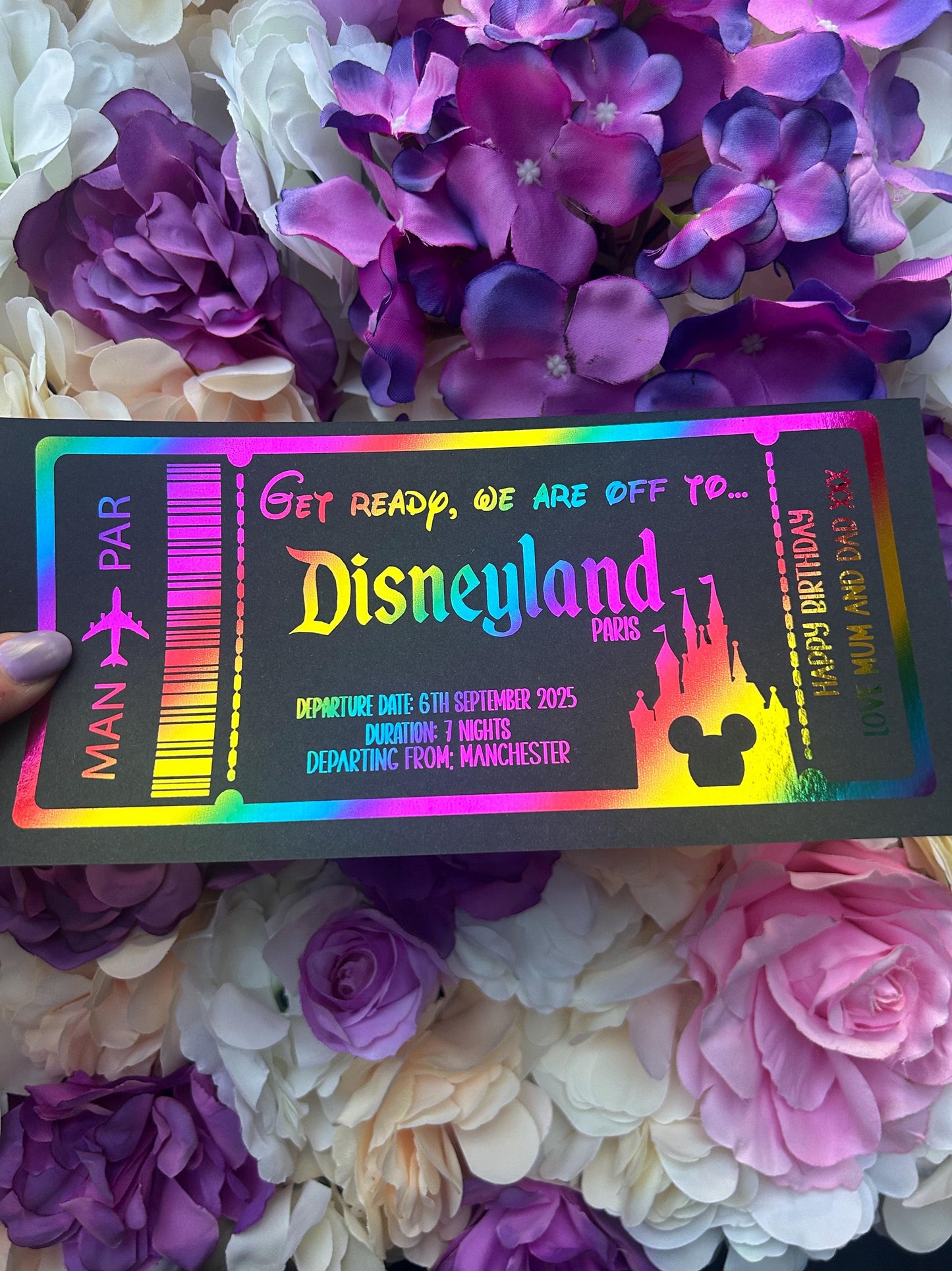 Personalized Foil Ticket Reveal: Holiday Boarding Pass Keepsake